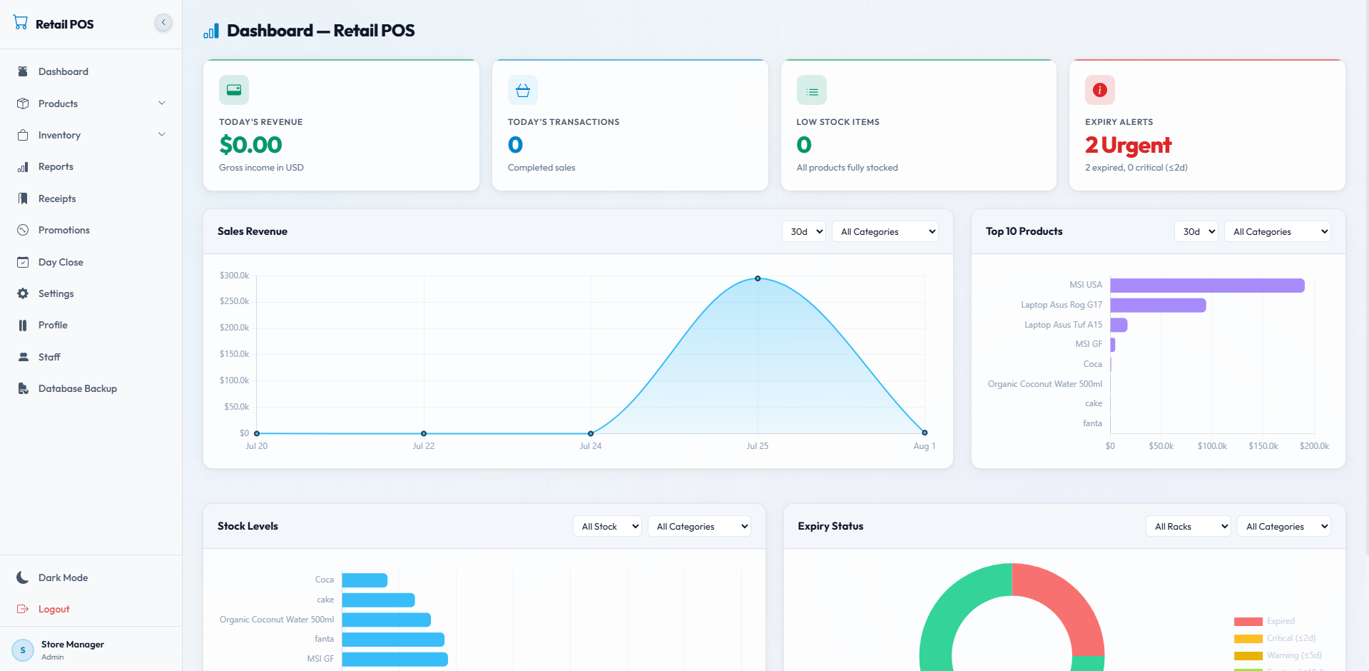 Retail & POS System Dashboard